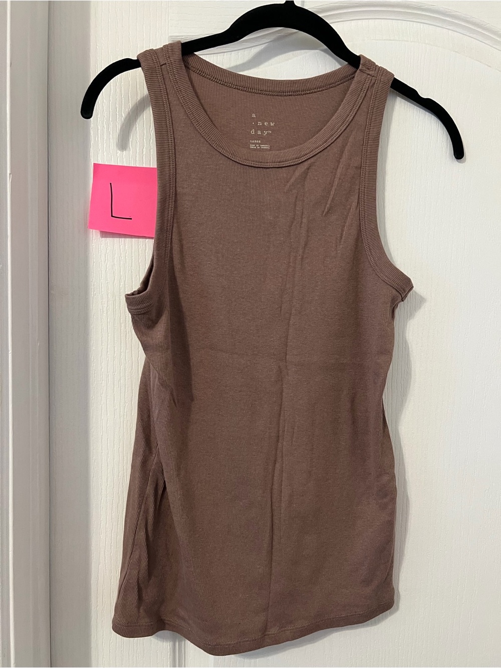 a new day Mauve Brown Ribbed Tank Top